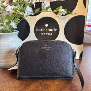 Kate Spade Tinsel Small Dome Crossbody Bag In Black Glitter Sparkly New